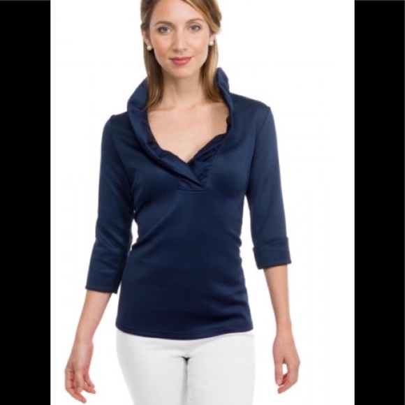 gretchen scott ruffle neck top